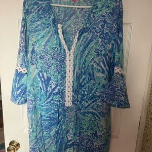 Lilly Pulitzer Blue and Green Patterned Dress